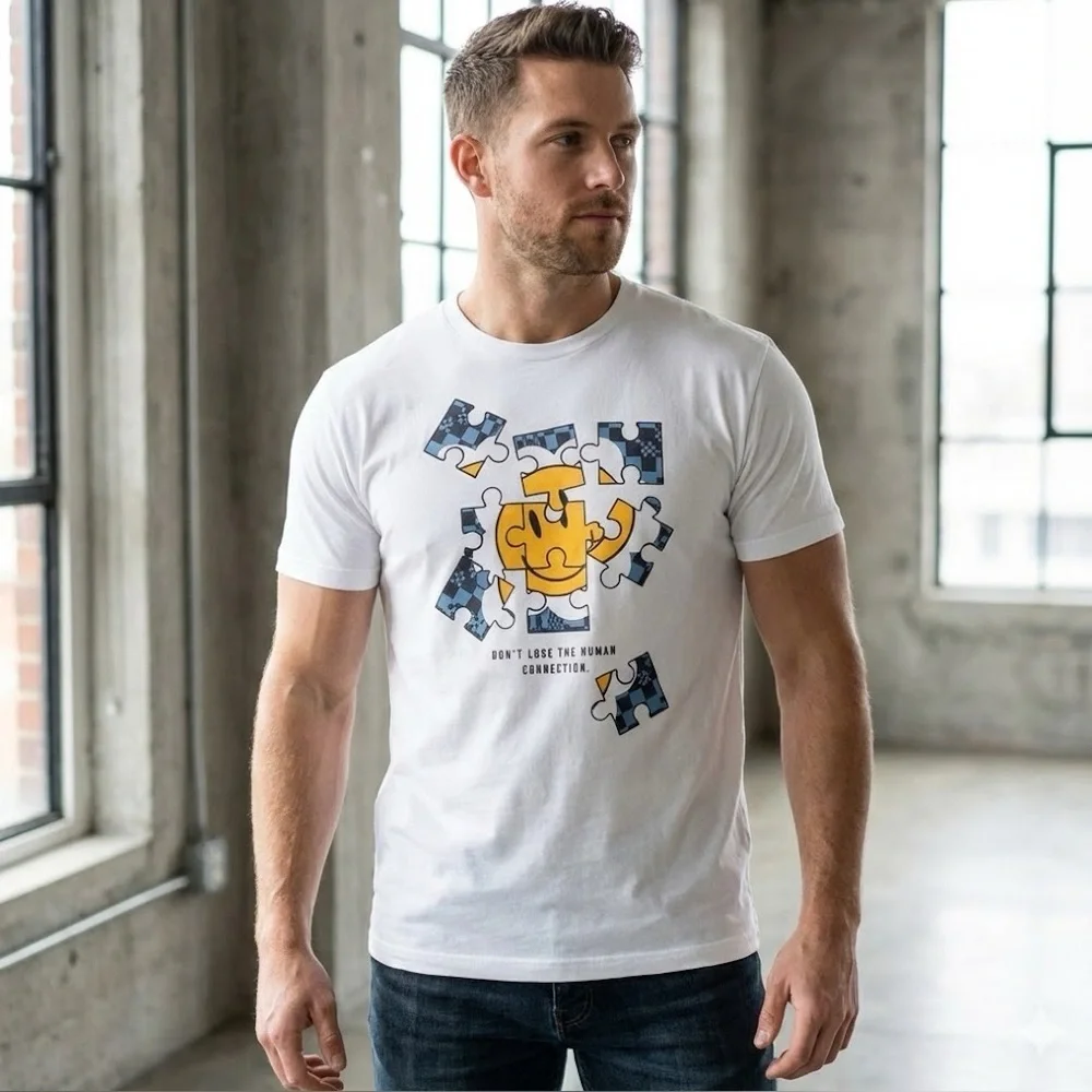 Unisex NWT White Graphic T-Shirt “Don’t lose the human connection “